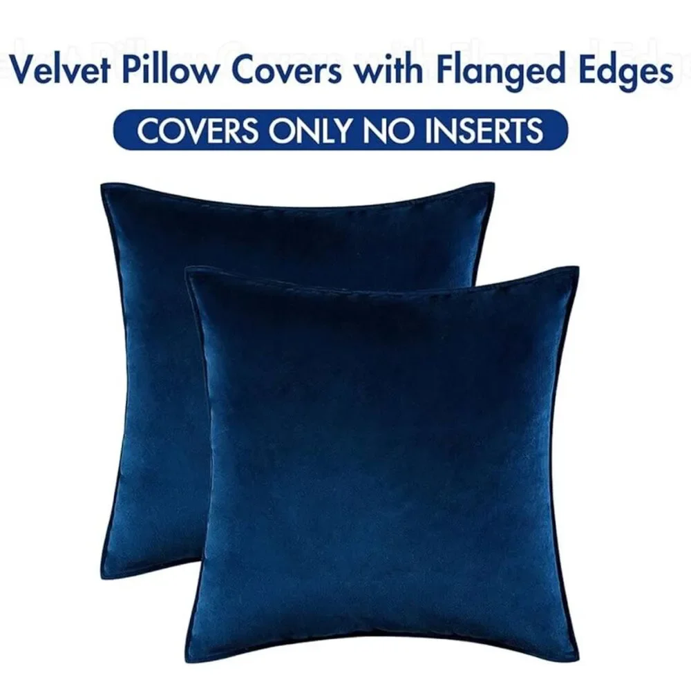 2 Saphire Navy Blue VELVET Euro Accent Pillow Covers Luxury Hotel Vibes